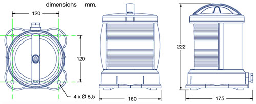 Dimensions feux DHR55N